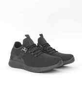 Crosshatch Mens Lace up Trainers Shoes Lightweight Fabric Sneaker Gym All Black