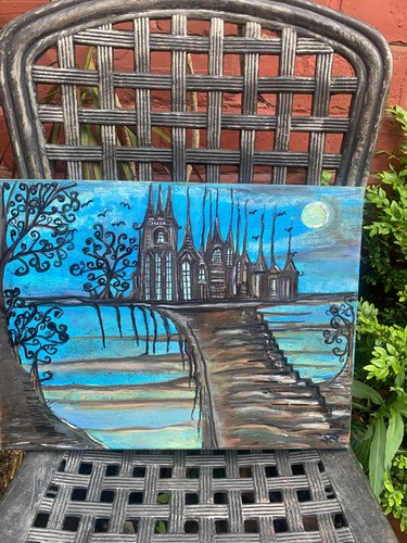 Gothic castle night scene