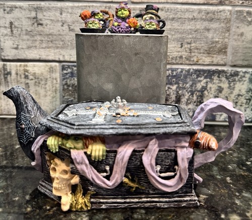 Halloween coffin teapot set - halloween,