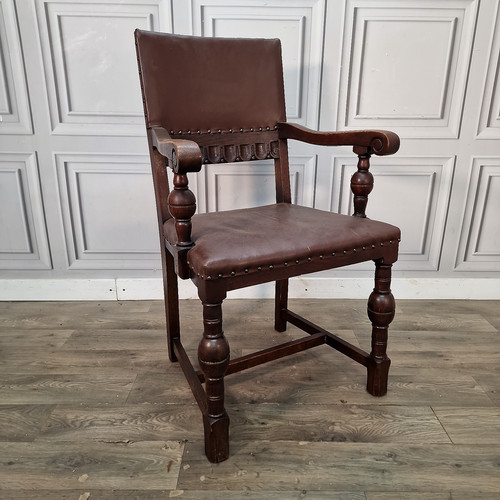 Antique oak carver chair - chair,