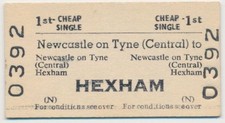 British Railway ticket Newcastle on Tyne Central Hexham No Buyers Fee CH3053