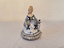 Vintage Ceramic Music Box Small Victorian Lady Figurine Rotating Musical Box
