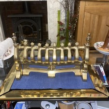 Vintage  Solid Brass Fire Front Fret ash pan cover Rare grate fireplace 15”W
