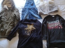 Girls 7-8 8-9 Clothes Bundle Coat Dungaree Dress Gilet Sweatshirt Long Sleeve T