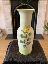 Large art deco Era Poole Pottery Hand-painted Single Stemmed Yellow rose Vase
