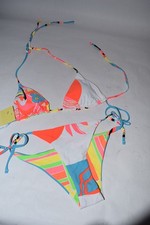 NWT! Womens Maaji String Bikini Set sz M Bright Orange White Swimwear Summer