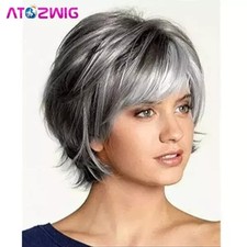 Fashion Short Gray White Hair