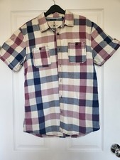 i Jean By Buffalo Medium Morris Plaid Blue, and Purple Mens Shirt 100% Cotton