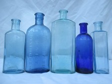 5 SUPERB BLUE GLASS CHEMIST