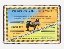 tin sign 1930s-40s I'm out a