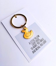 Lucky Duck Keyring / Bag Charm Yellow Duck - For New Job, Exams Driving Test Etc