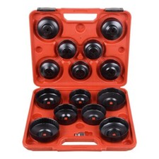 16Pc Oil Filter Wrench Set Cup Type Removal Tool Socket Kit 1/2" to 3/8" Adaptor