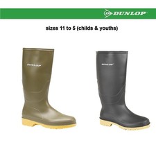 DUNLOP W028 Boys/Youths Wellies Easy Clean PVC Cleated Sole Boys Sizes POST FREE