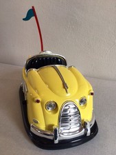 Vintage Desk Clock Bumper Car Auto Scooter Yellow 80s Rare Collectible