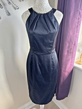 Coast Black Satin LB Dress – Size 10 – Chic Pleated Neckline – Preloved