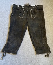 Lederhosen Mens Tapered Leather Shorts Brown Costume XS