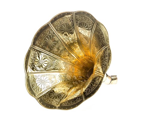 Horn gramophone funnel - , gold