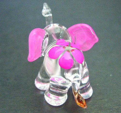 Miniature glass elephant pink - miniature,