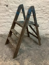 VINTAGE SMALL WOODEN FOLDING STEPLADDER ~ DISPLAY ONLY PROP