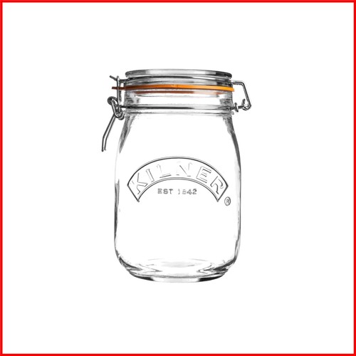 Litre glass storage jar with - glass,