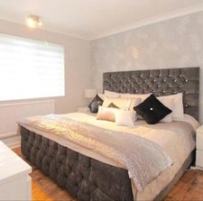 Grey Super King Bed with Mattress and Headboard