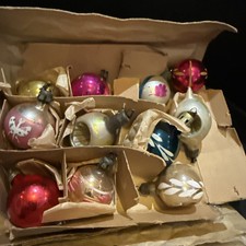 11 CHRISTMAS MERCURY GLASS GERMAN MIXED MINIATURE BAUBLES VINTAGE FESTIVE 