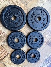 Vintage Rare YORK Cast Iron  WEIGHT PLATES 2.5kg 1.25kg 0.5kg 1" fit dumbbell