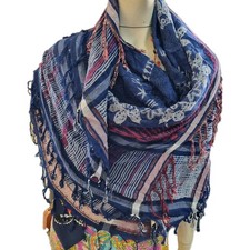 Zadig&Voltaire Babel Multicolor Scarf 135x135cm Jacquard Pattern Fringed Boho 