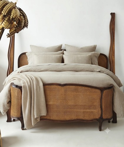 French cane demi - french, bed
