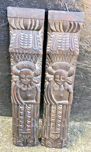 Antique panels carved oak - panels,