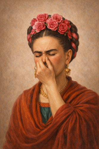 Art frida kahlo holding - art, nose