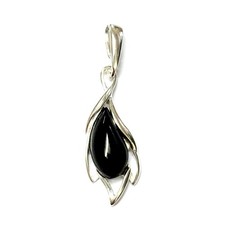 Whitby Jet and 925 Sterling Silver Pendant Drop H