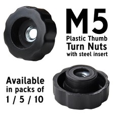 Plastic M5 Thumb Nut Turn Screw with Steel Insert 1/5/10 Packs Available