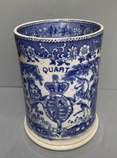 Antique blue white Pub Quart Measure Tankard Mug 