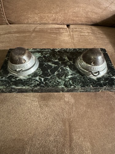 Antique twin inkwells made - twin,