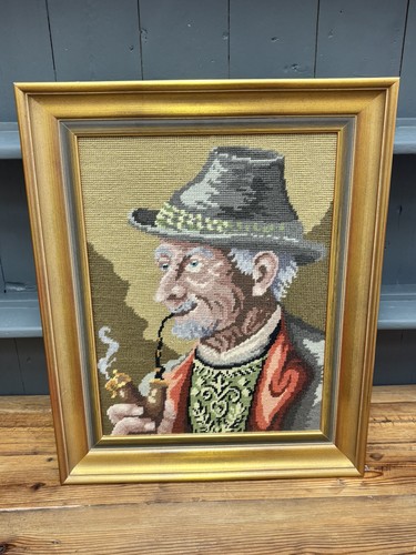 Vintage framed needlepoint - vintage,