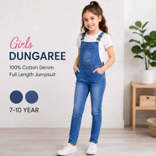 Girls dungaree 100 cotton - girls,