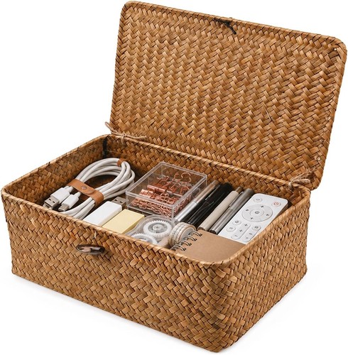 Wicker storage basket woven - wicker,