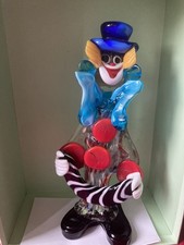 Murano Multicoloured Glass Clown With Accordion ~10.5”/27cm Tall~ 5”/12cm Wide~