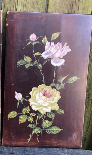 Antique hand painted floral - hand,