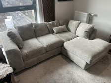Grey Corduroy Corner Sofa