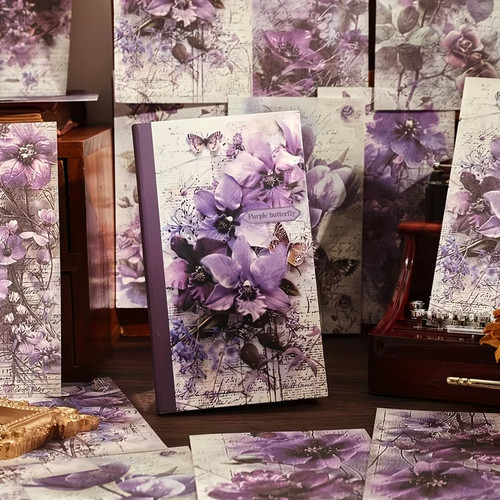 Vintage purple butterfly paper - vintage,