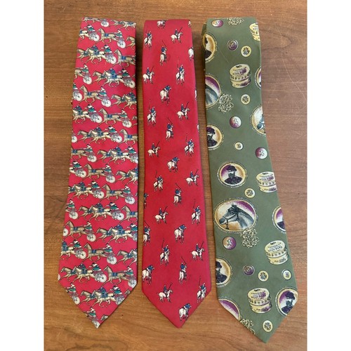 Mens silk tie lot - silk, equestrian