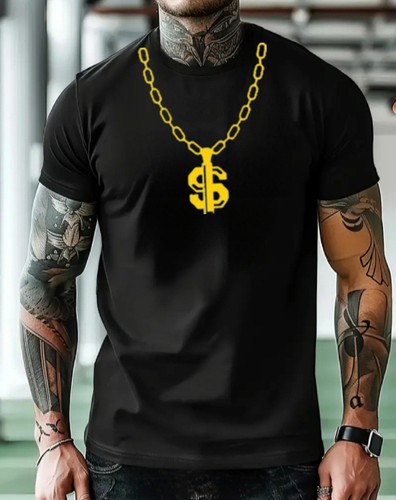 Gold chain mens graphic tshirt - chain,