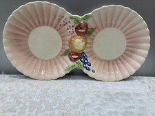 Vintage 1930s Brentleigh Ware Pink Double Dish With Handpainted Fruit
