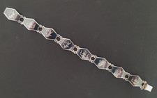 Vintage Hallmarked 925 Sterling Siam Silver Niello Dancing Goddess Link Bracelet