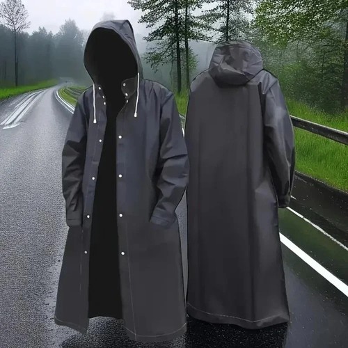 Waterproof long black raincoat - long,