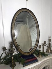 Vintage Oval Bevelled Mirror: Large Rare Framed Wall Decor (77 x 40 cm)