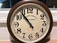 Anglo-Swiss Watch Co. Walnut WALL CLOCK CASE Only Antique 16” Railway Station.