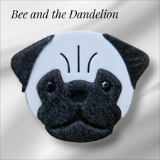 Bulldog / Pug Type Dog Puppy Modern 2D Acrylic Brooch With A Black Felt Overlay